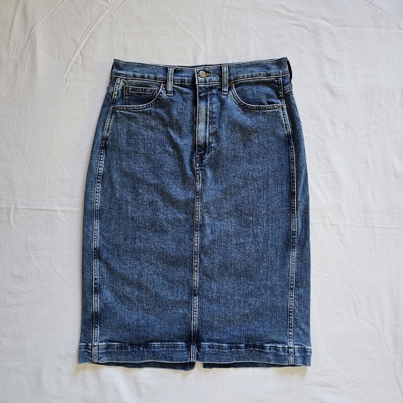 J. Crew Dresses & Skirts - J. Crew denim high-rise retro knee length back split straight skirt Size 6